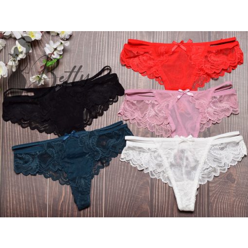 Derekán pántos, csipkés brazil bugyi S, M, L, XL