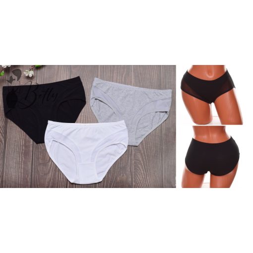 Tüllbetétes, egyszínű bugyi M, L, XL, 2XL