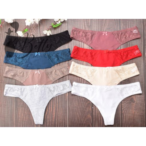 Csipkebetétes, egyszínű pamut tanga M, L, XL, 2XL
