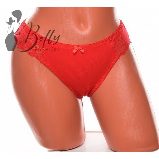 Bordázott anyagú, csipkebetétes brazil bugyi M, L, XL, 2XL