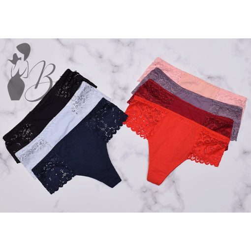 Csipkepántos pamut tanga S, M, L, XL