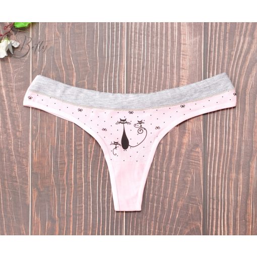 Cica mintás, derekán eltérő színű pamut tanga S, M, L, XL