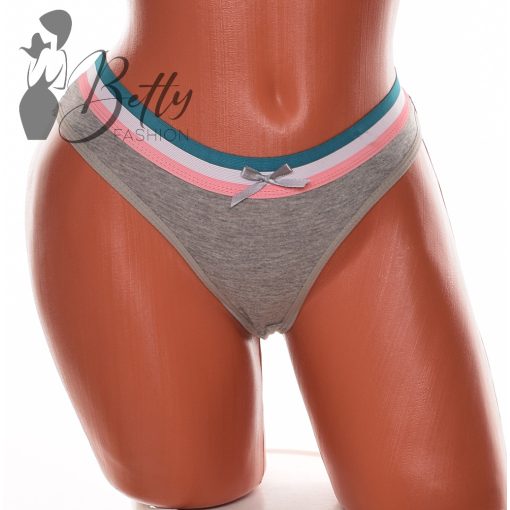 Egyszínű, derekán színes csíkos, pamut tanga S, M, L, XL