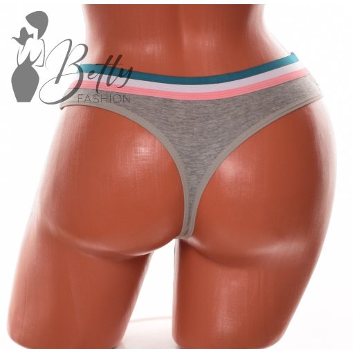 Egyszínű, derekán színes csíkos, pamut tanga S, M, L, XL