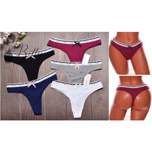 Egyszínű, derekán feliratos pamut tanga S, M, L, XL