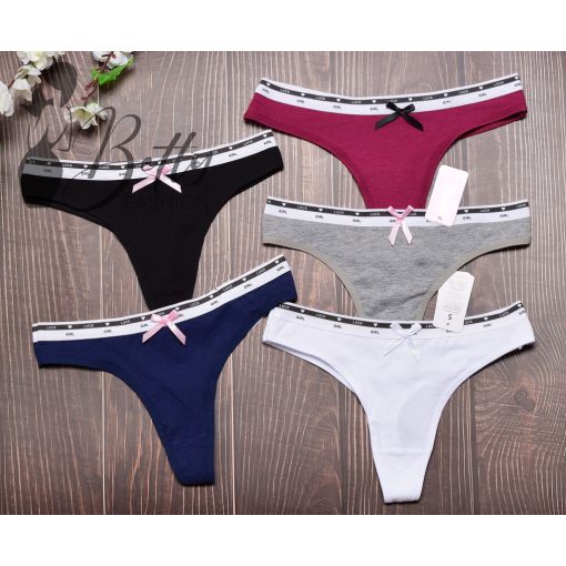 Egyszínű, derekán feliratos pamut tanga S, M, L, XL