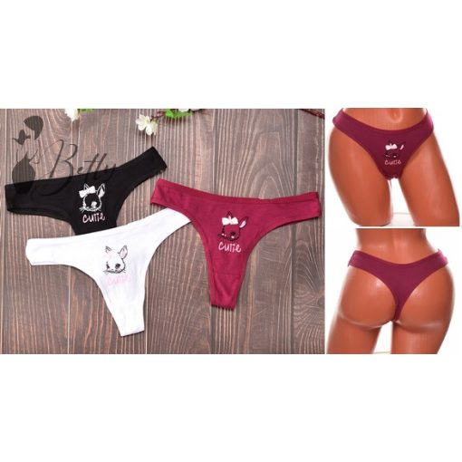 Nyuszimintás, pamut tanga S, M, L, XL