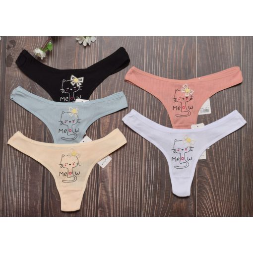 Cica mintás és feliratos pamut tanga S, M, L, XL