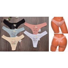 Cica mintás és feliratos pamut tanga S, M, L, XL