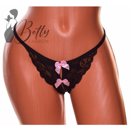 Fekete színű masnidíszes erotikus tanga - S/M