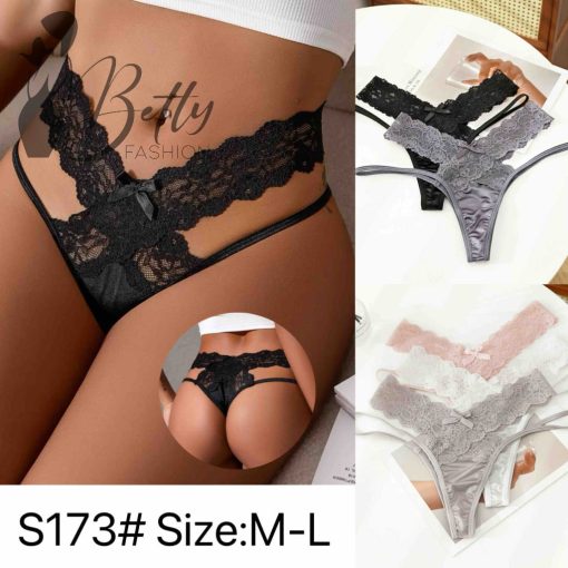 Dupla pántos, csipkés és szatén anyagú tanga M, L