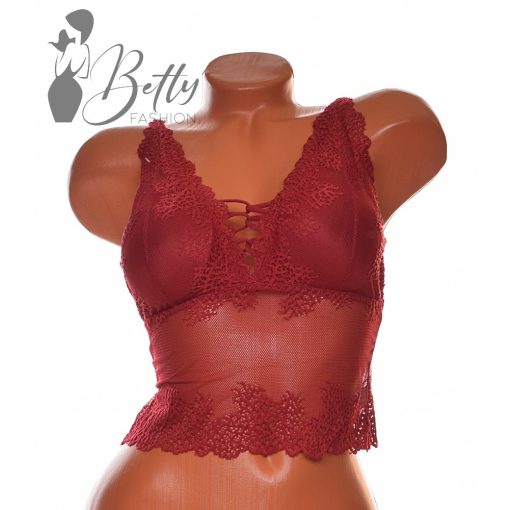 Mellnél fűzős csipkés melltartó S/M