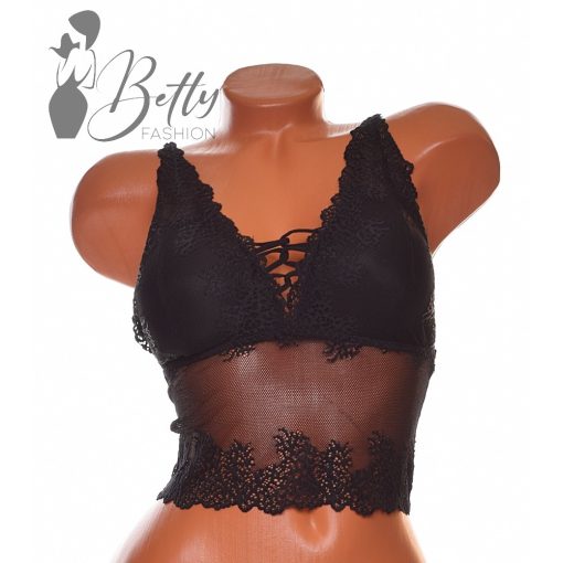 Mellnél fűzős csipkés melltartó S/M