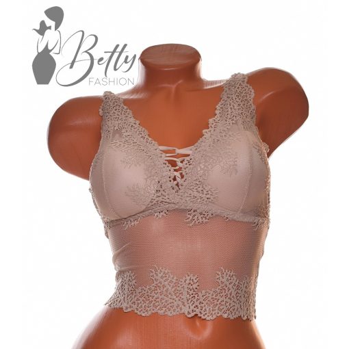 Mellnél fűzős csipkés melltartó S/M