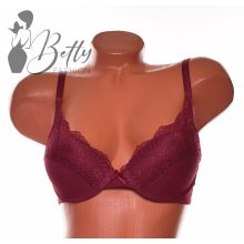 Lilásbordó színű, csípkedíszes, push-up melltartó