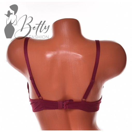 Lilásbordó színű, csípkedíszes, push-up melltartó