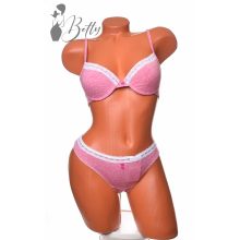 Gombdíszes és csipkeszegélyes melltartó+tanga szett 