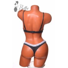 Gombdíszes és csipkeszegélyes melltartó+tanga szett 