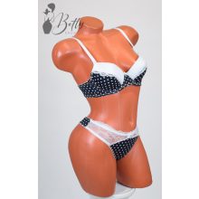 Pöttyös és csipkerátétes melltartó+tanga szett 