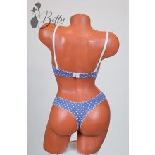 Pöttyös és csipkerátétes melltartó+tanga szett 