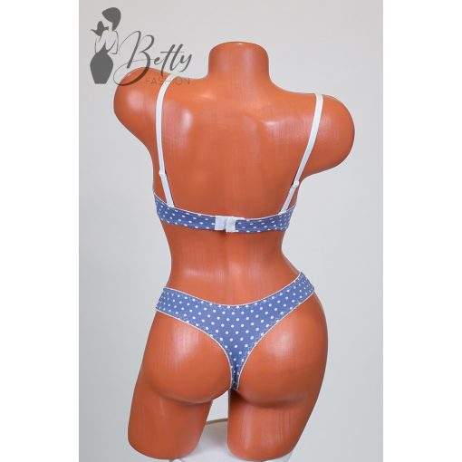 Pöttyös és csipkerátétes melltartó+tanga szett 