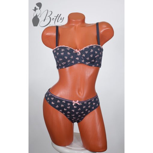 Szívecske mintás melltartó+tanga szett 