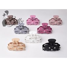 Strasszkő díszes, masnialakú, matt hajcsat 