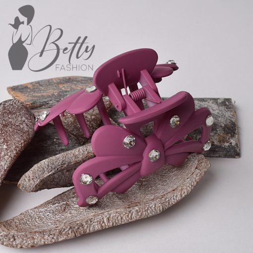 Strasszkő díszes, masnialakú, matt hajcsat 