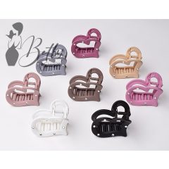 Strasszkő díszes, szív alakú, matt hajcsat 