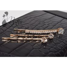 Strasszkő díszes, fém hajcsat szett - 3 darabos