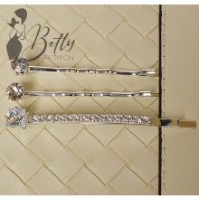 Strasszkő díszes, fém hajcsat szett - 3 darabos