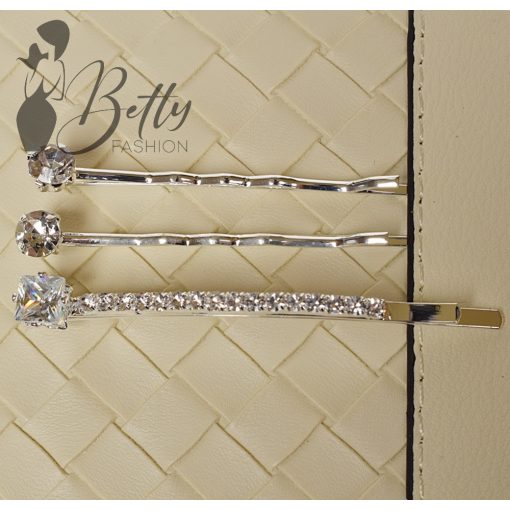 Strasszkő díszes, fém hajcsat szett - 3 darabos