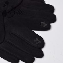 Fekete színű, műszőrme bélelt kesztyű  