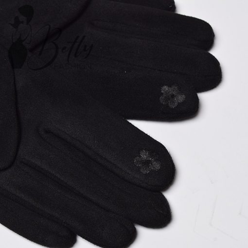 Fekete színű, műszőrme bélelt kesztyű  