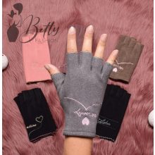 Hímzett mintás, ujjvég nélküli kesztyű  