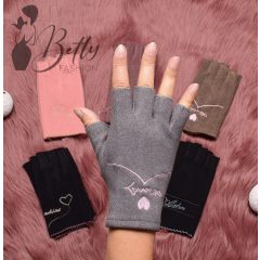 Hímzett mintás, ujjvég nélküli kesztyű  