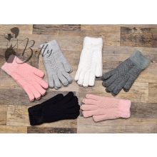 Anyagában mintás, műszőrme bélelt kesztyű  