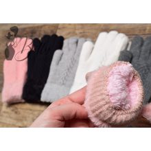 Anyagában mintás, műszőrme bélelt kesztyű  