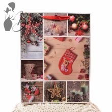 Karácsonyi mintás, papírtáska