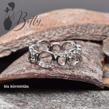 Ezüst színű, mintás, strasszkő díszes gyűrű