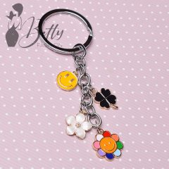 Virág, smile és lóhere díszes kulcstartó