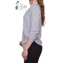 Fehér alapon, sötétkék cikk-cakk mintás ing-blúz 46, 48, 50, 52, 54