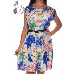 Virágmintás, fodros aljú ruha M-L