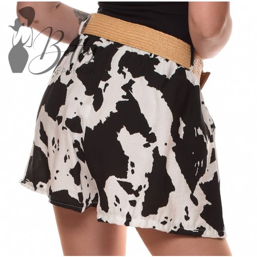 Folt mintás, bő szárú, lenge rövidnadrág + fonott öv S-M-L