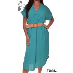 V-kivágású, felsliccelt ruha+fonott öv M-L-XL