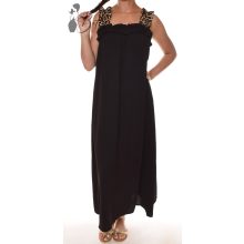 Fekete maxiruha leopárdmintás pántokkal M-L