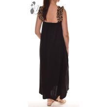 Fekete maxiruha leopárdmintás pántokkal M-L