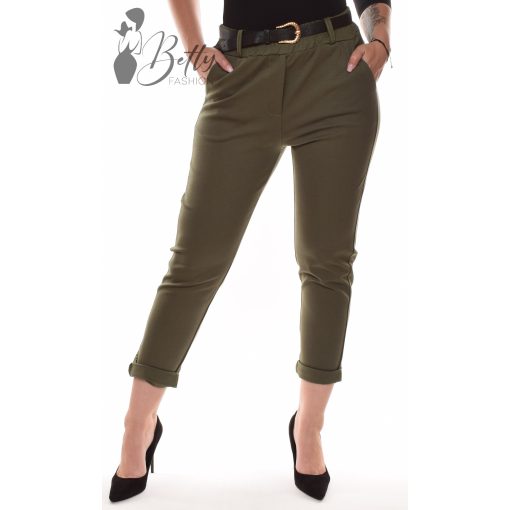 Egyszínű nadrág, műbőr övvel S, M, L, XL, 2XL