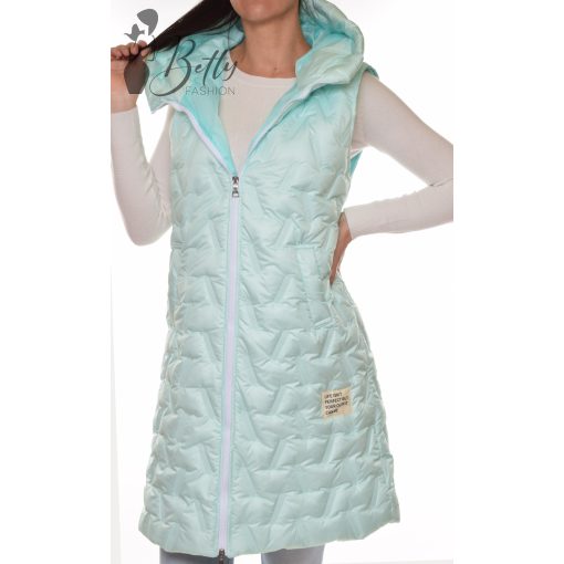 Mentazöld színű, hosszított, tavaszi mellény M-L