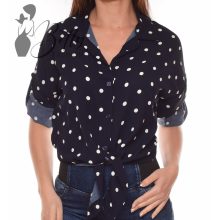 Pöttyös, megkötős, roll-up ujjú blúz/felső S-M-L